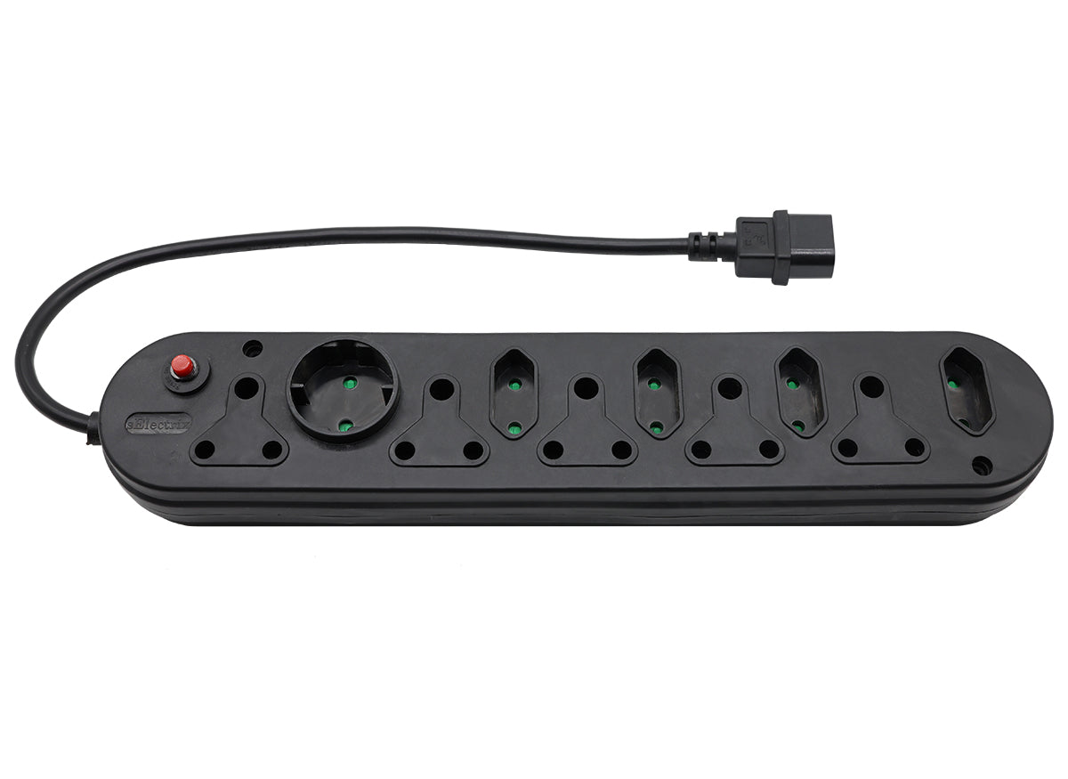 Multi Plug 5x16A 5x5A 0.5m IEC Cord Black