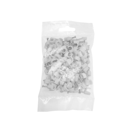 6mm Cable Clips 100 Pack White